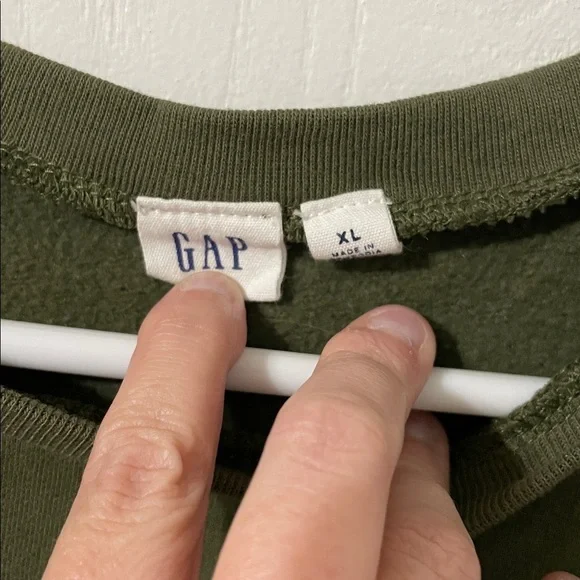 GAP Dark Green Pullover Classic Crewneck Fleece Lined with White Logo Size XL - Picture 2 of 8